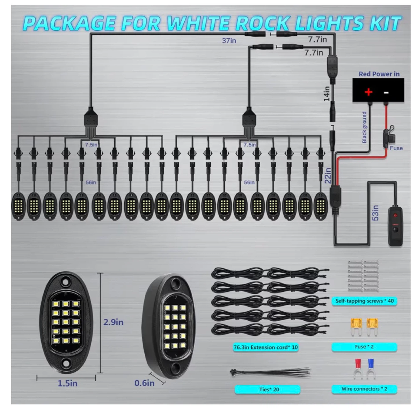 Pure White LED Rock Lights Kit 6000K DE2 - photo 5