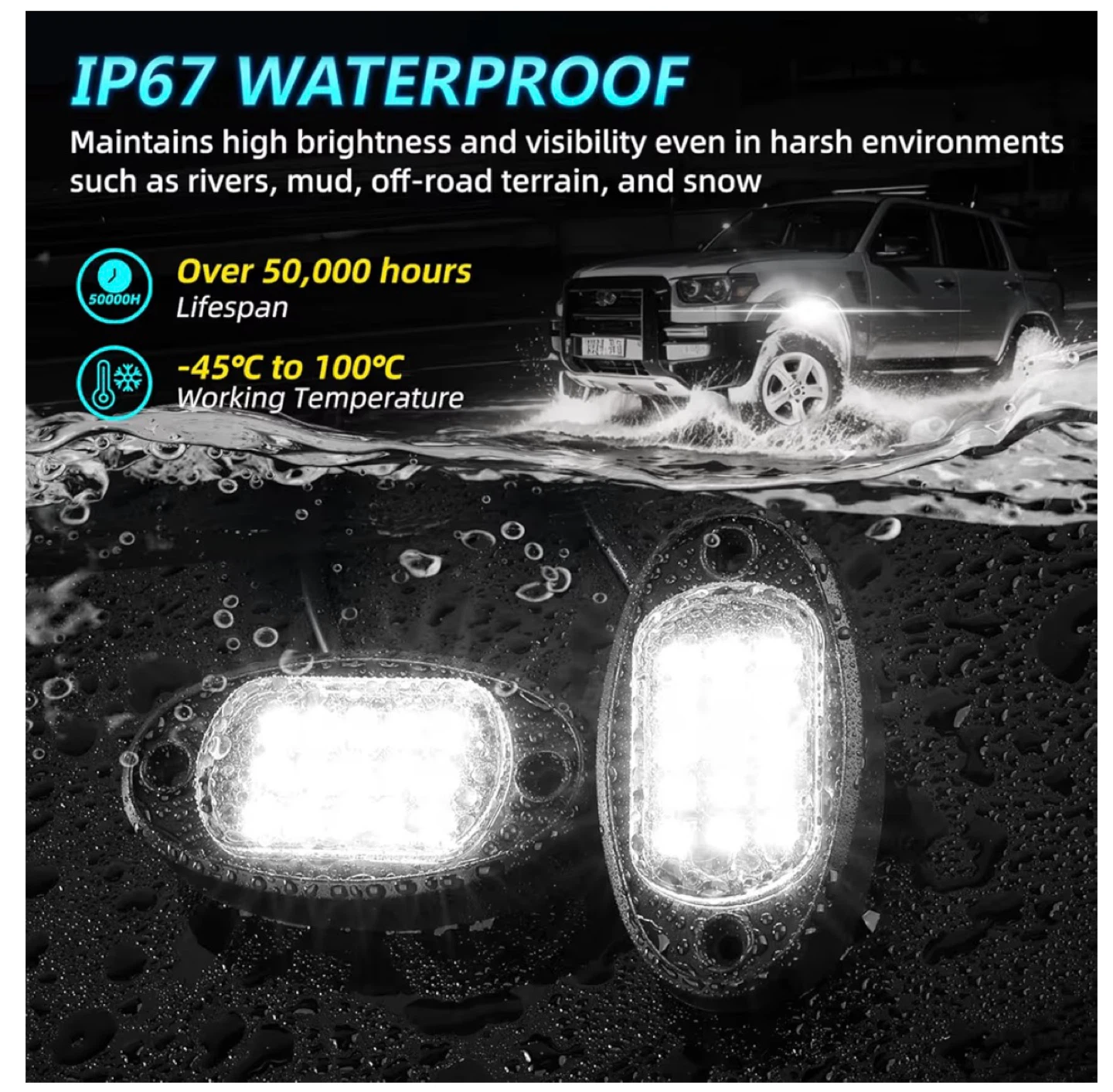 Pure White LED Rock Lights Kit 6000K DE2 - photo 4