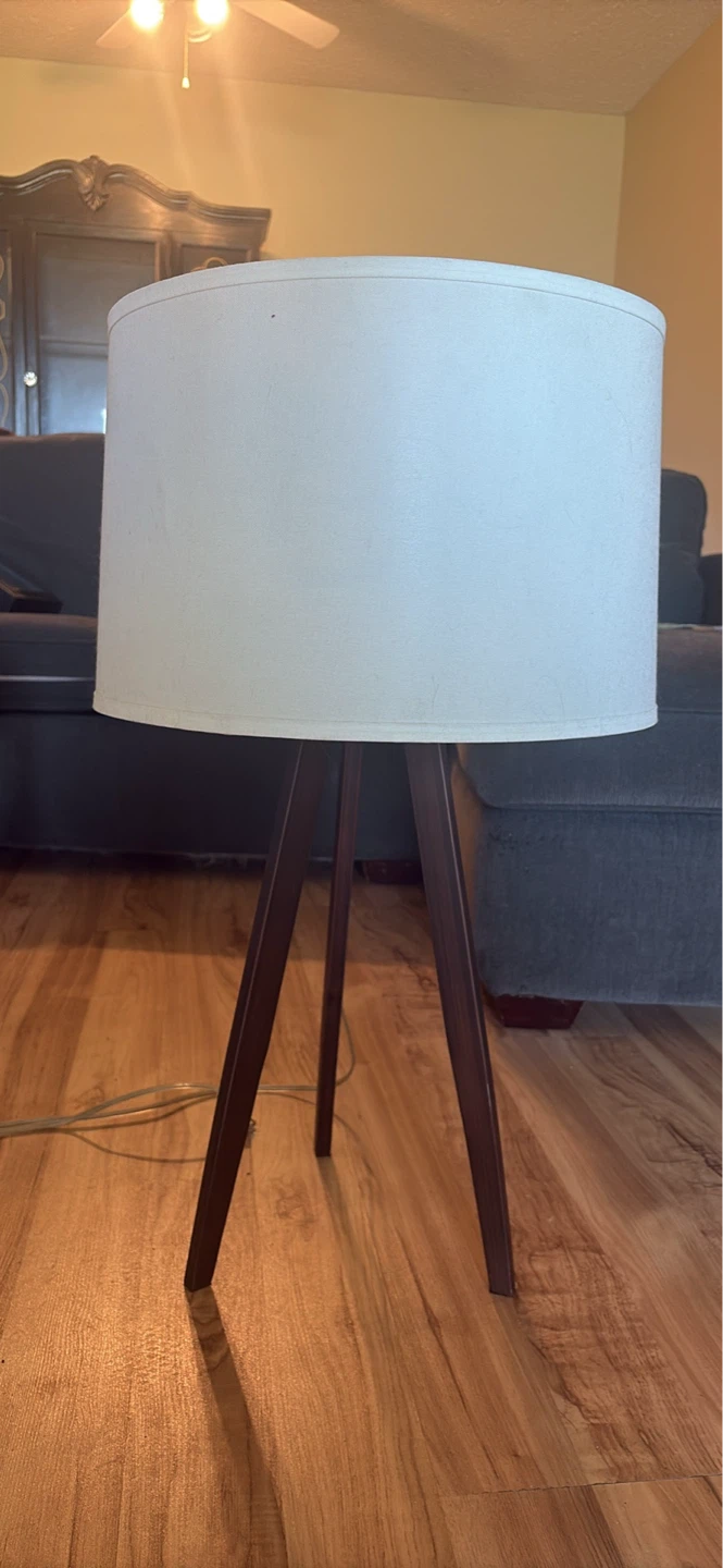 Tripod Lamp with White Drum Shade