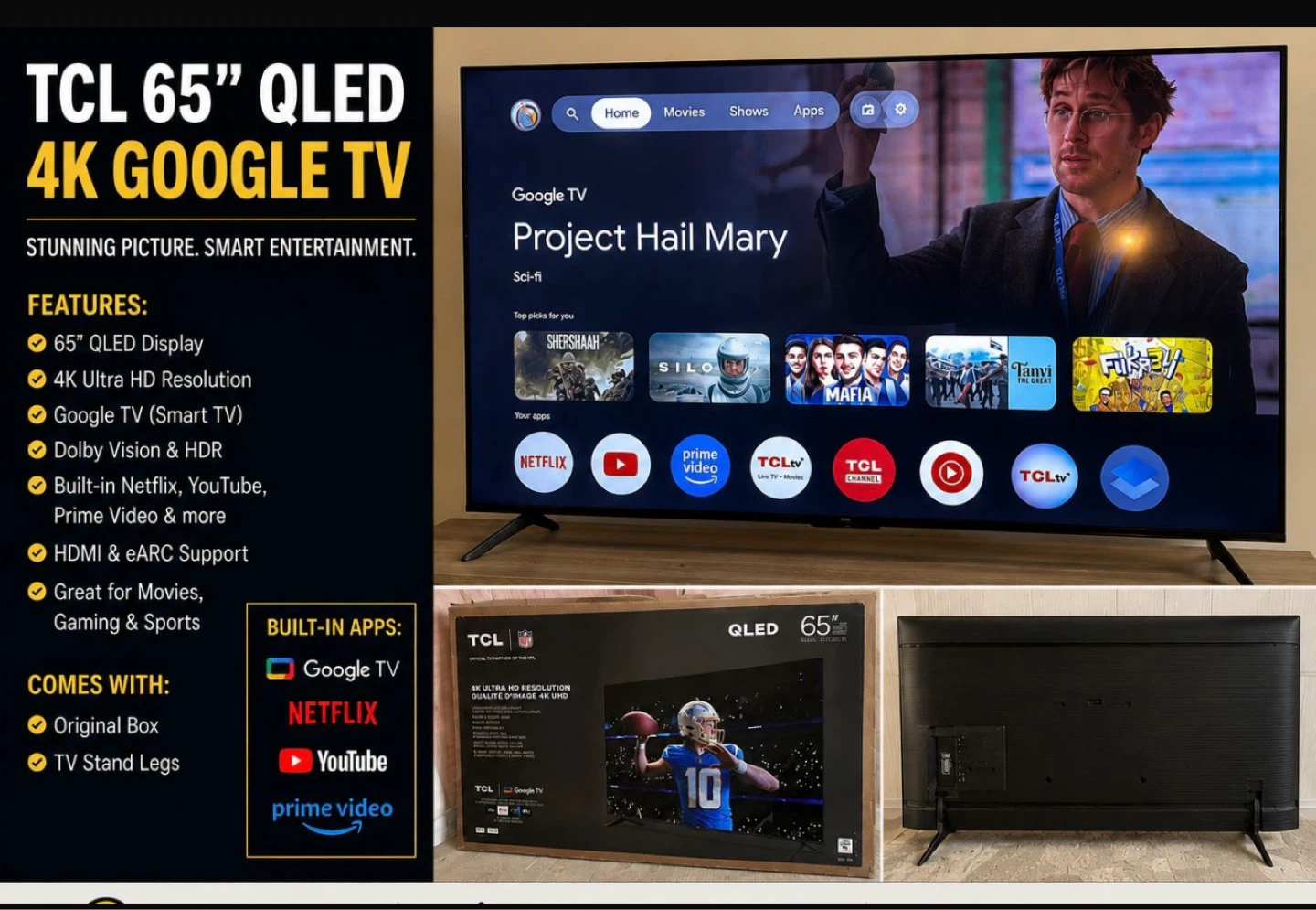 TCL 65" QLED 4K Google TV - photo 2