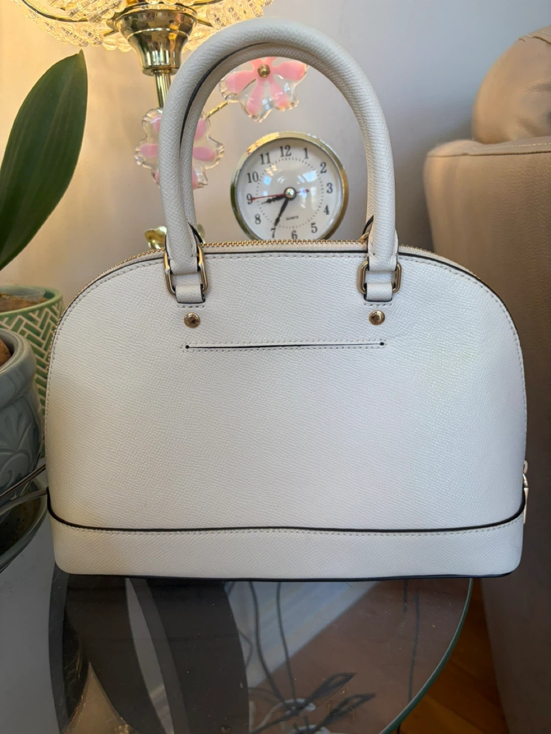 Coach White Leather Dome Satchel Handbag - photo 2