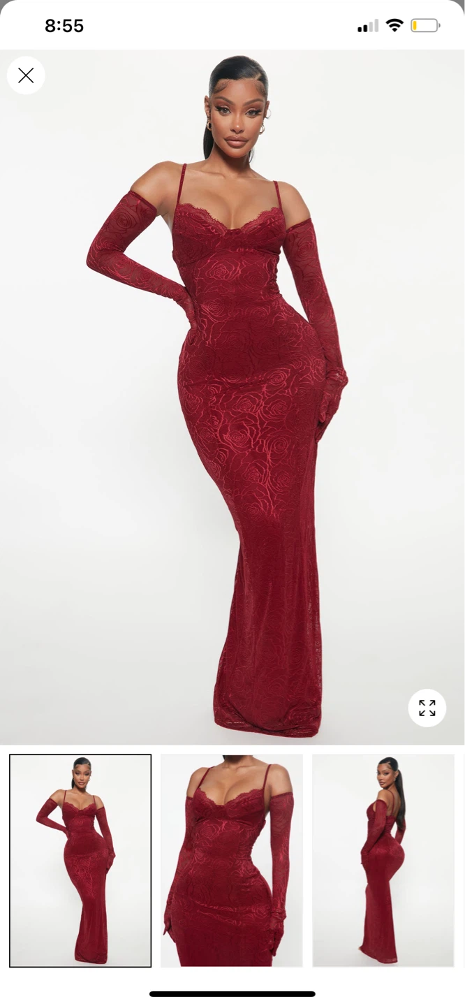 Black Lace Maxi Dress with gloves - photo 2