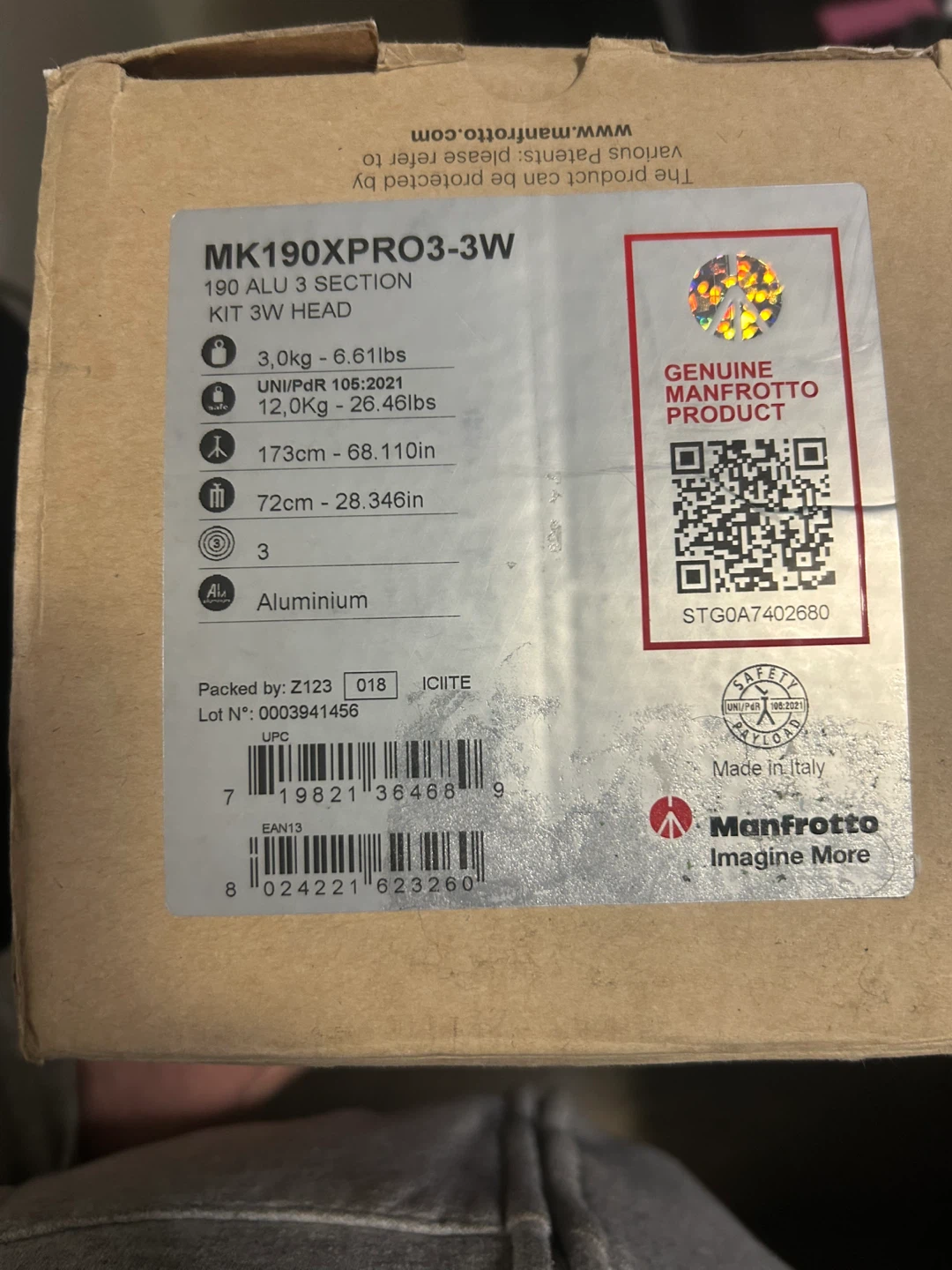 Manfrotto MK190XPRO3‐3W 190 Aluminum 3 Section Kit (Black) - photo 4