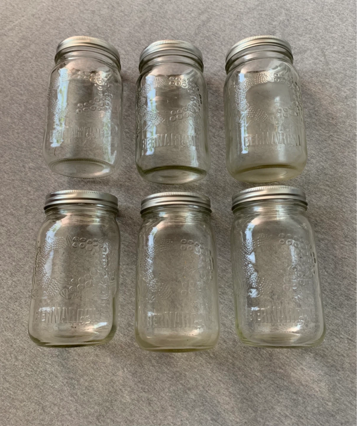 Six Bernardin Glass Jars- 6.5” X 3.5”