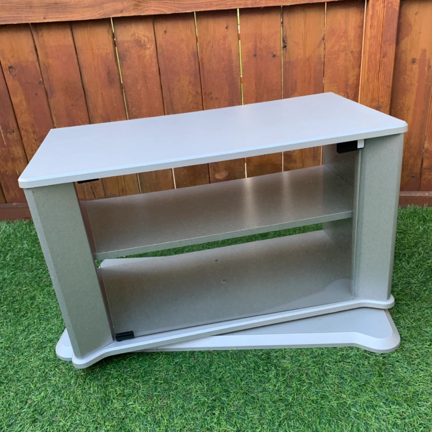 TV Stand Media Cabinet Grey Entertainment Center Glass Door - photo 4