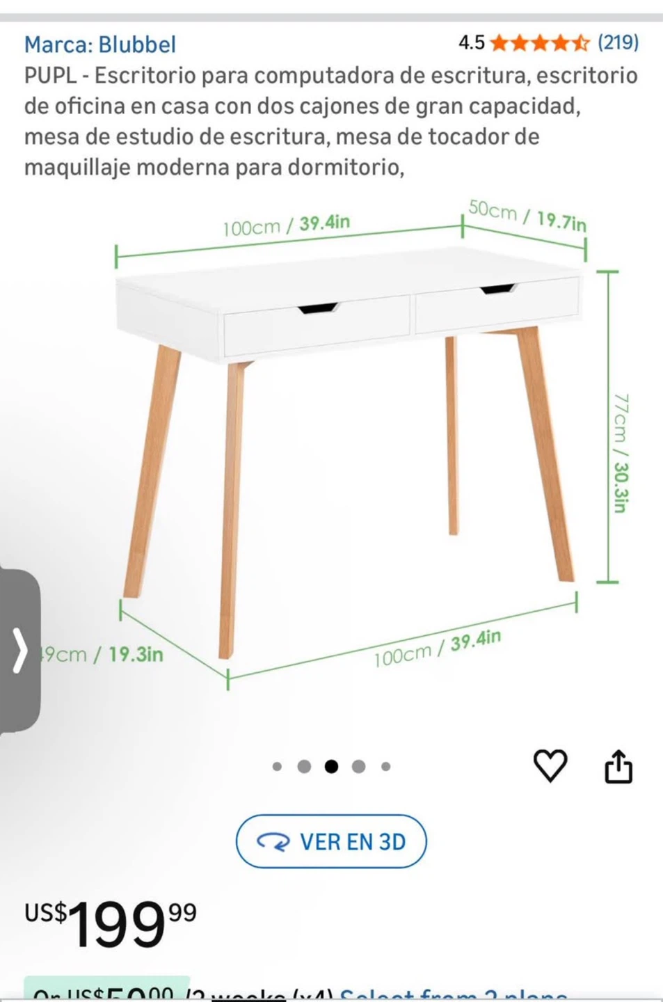 White Desk with 2 Drawers - photo 3