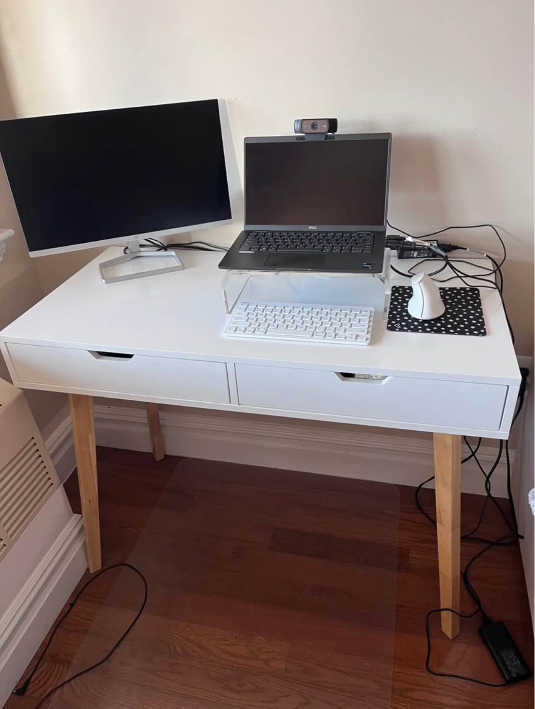 White Desk with 2 Drawers