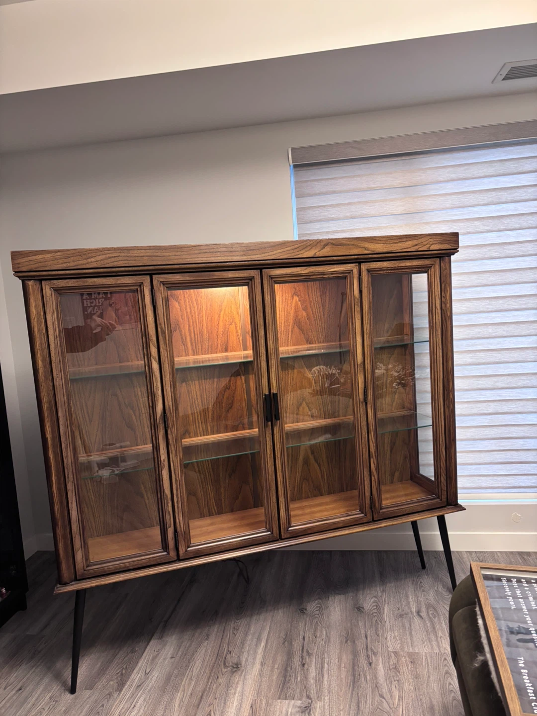 Mid-Century Modern Solid Wood Display Cabinet