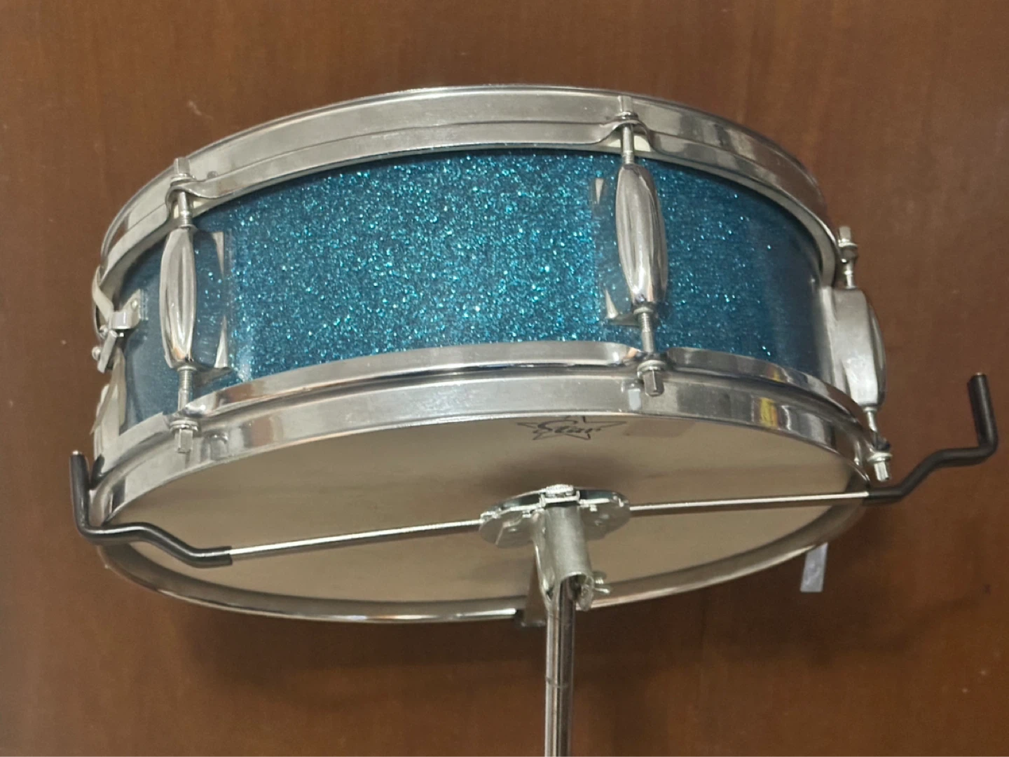 Vintage Pearl Crestline 1966 Snare Drum 14x5.5 Aqua Blue Sparkle - photo 4