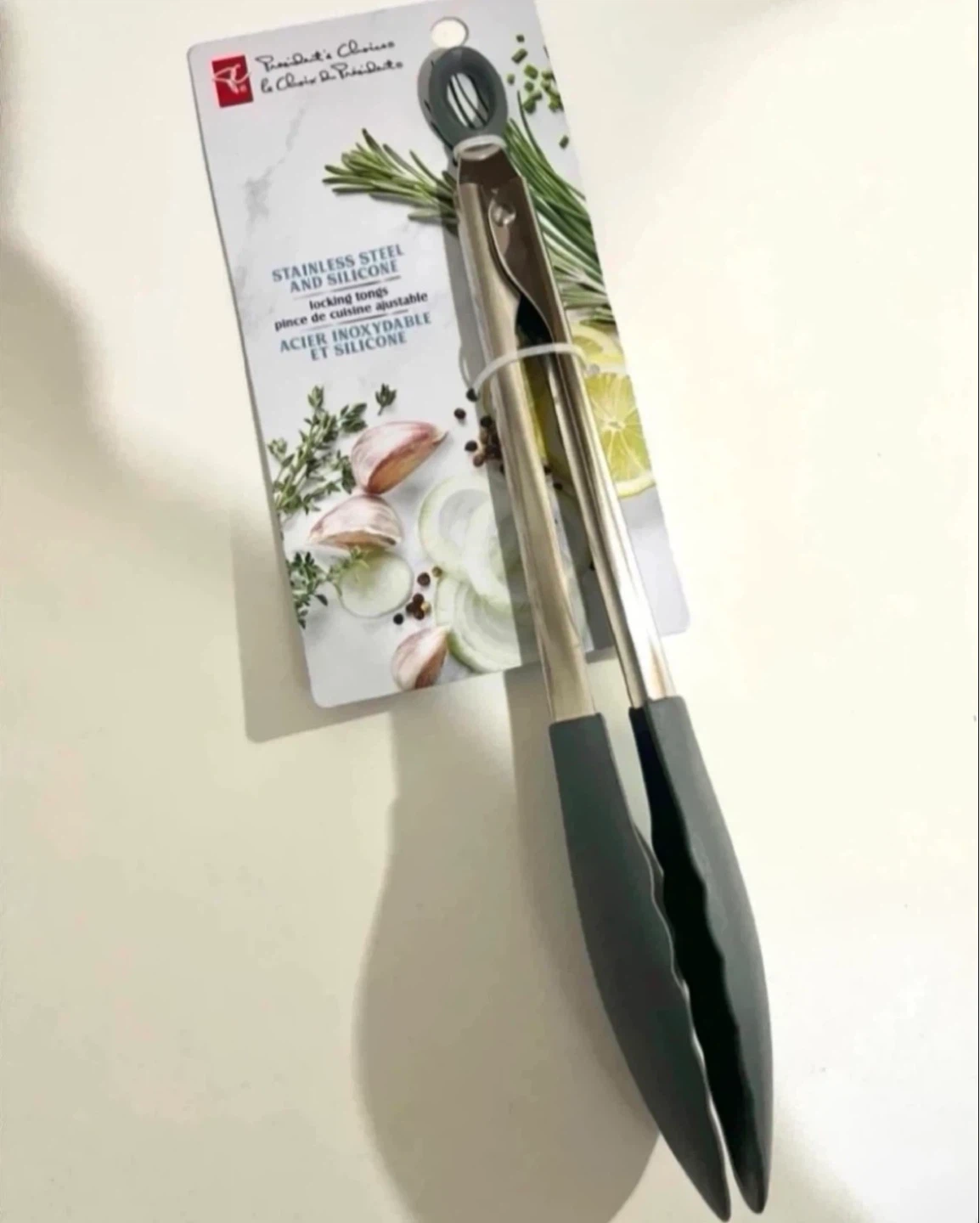 Pc stainless steel tongs with silicone