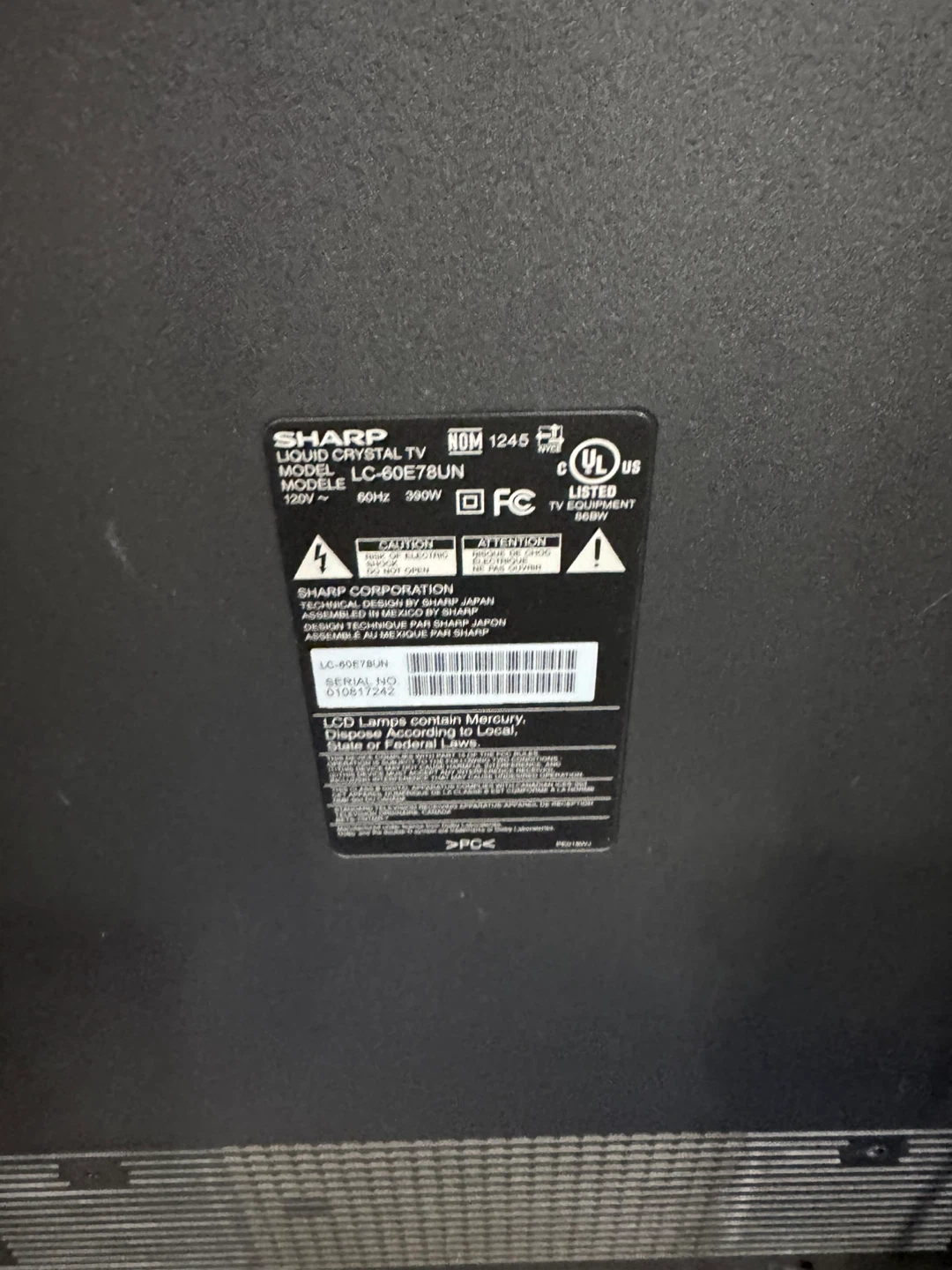 Sharp LC-60E78UN 60" LCD TV - photo 2