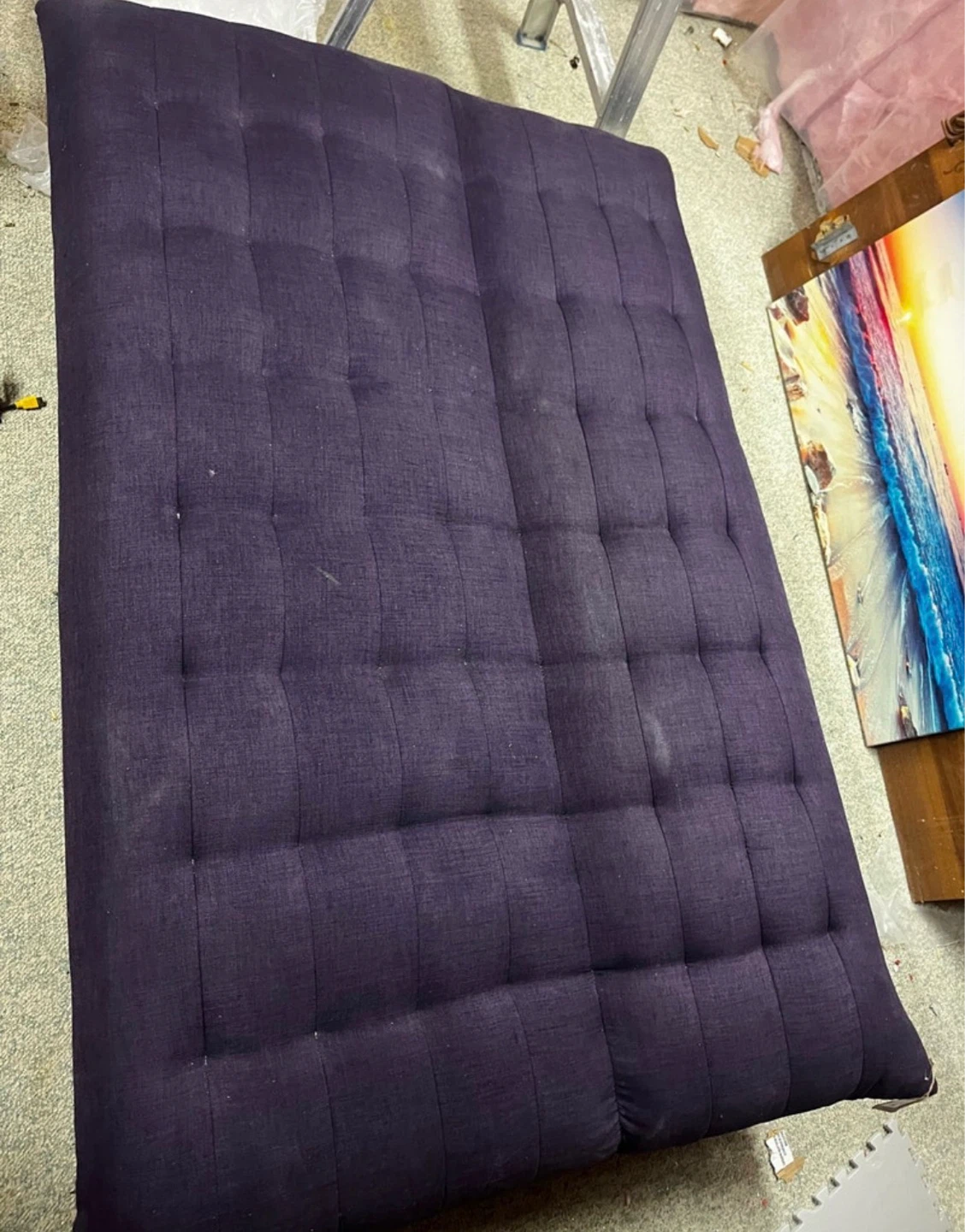 Dark Purple Tufted Futon Sofa Bed - photo 4