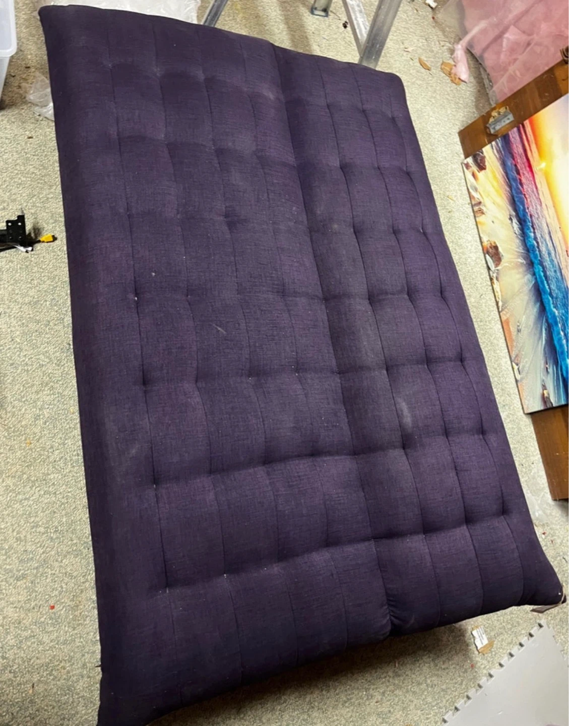 Dark Purple Tufted Futon Sofa Bed - photo 3
