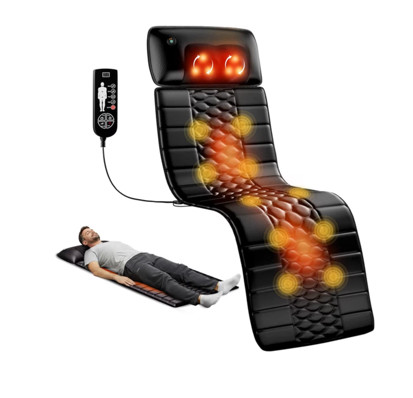 Full Body Massage Mat with Heat - Black