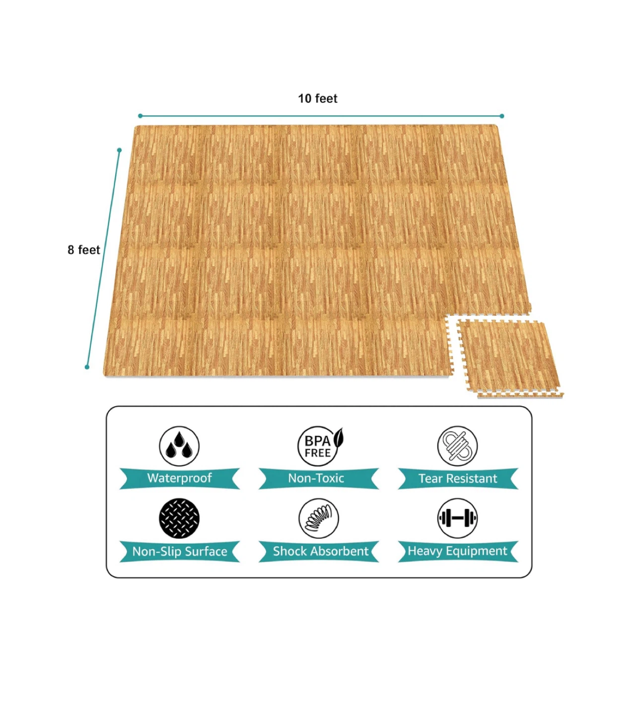 Sorbus 80 Sq. Ft. Wood Grain Floor Tiles Foam  Interlocking - photo 2