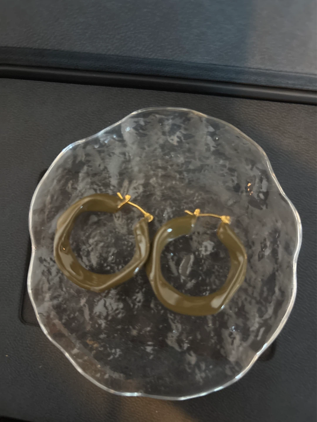 Olive Green Chunky Hoop Earrings