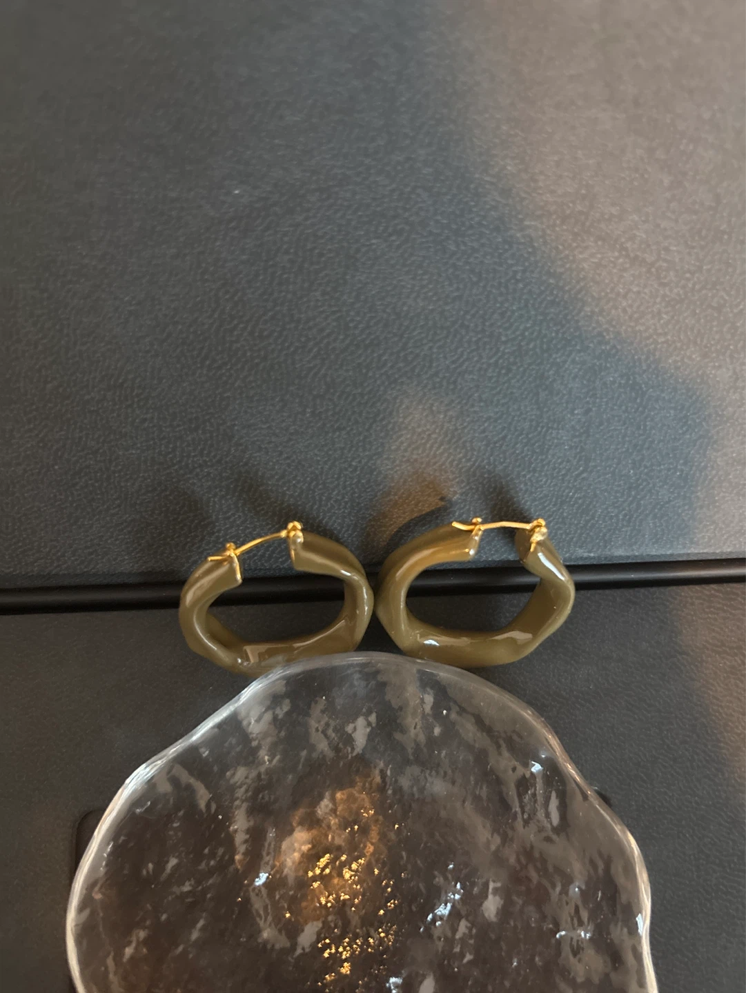 Olive Green Chunky Hoop Earrings - photo 2