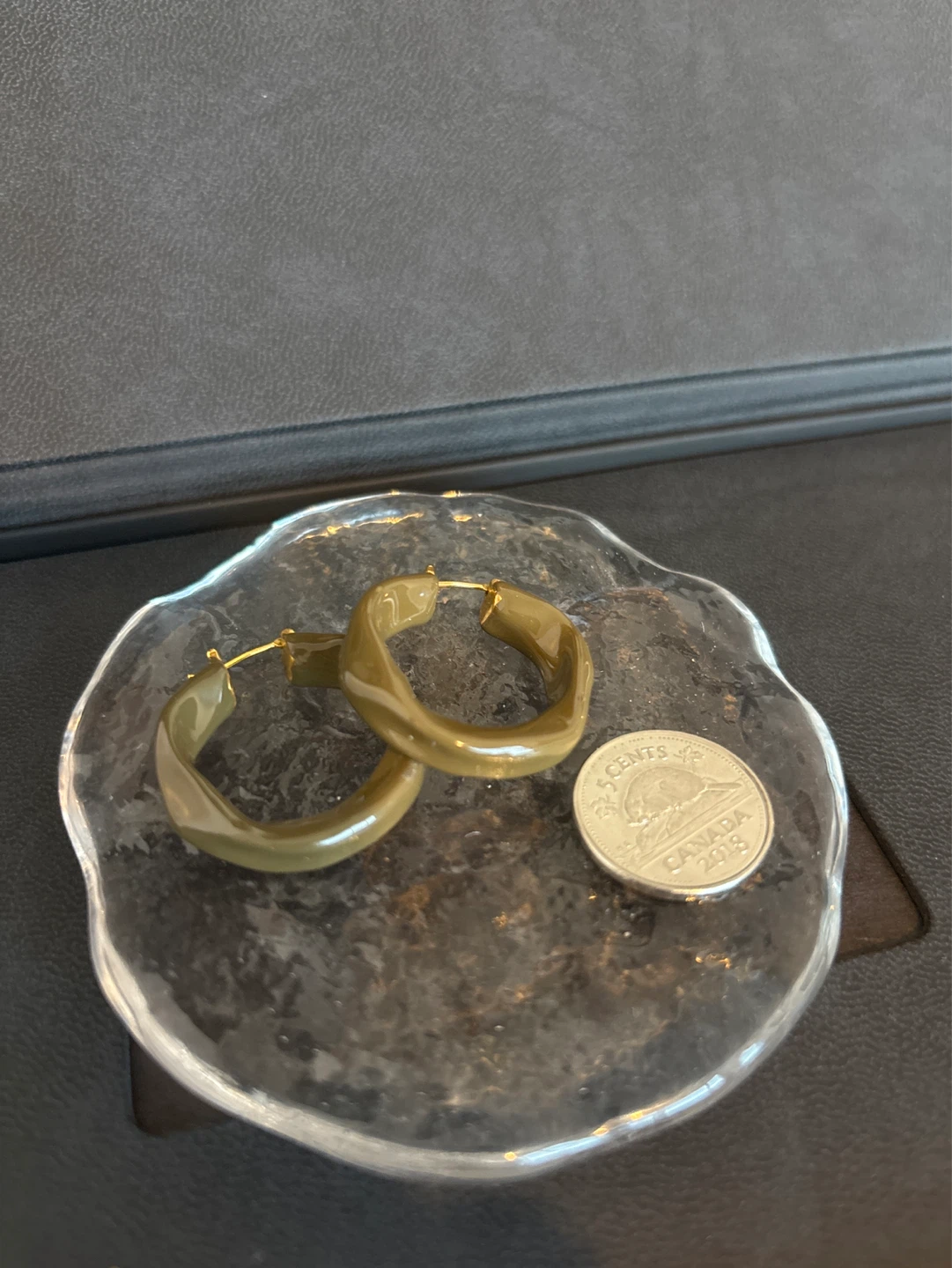 Olive Green Chunky Hoop Earrings - photo 3