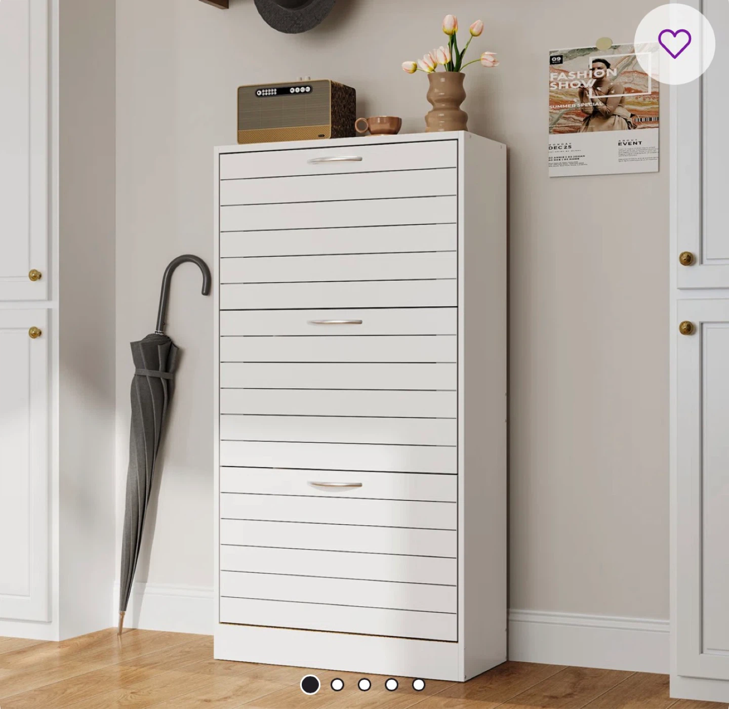 White 4-Tier Shoe Cabinet Storage Organizer