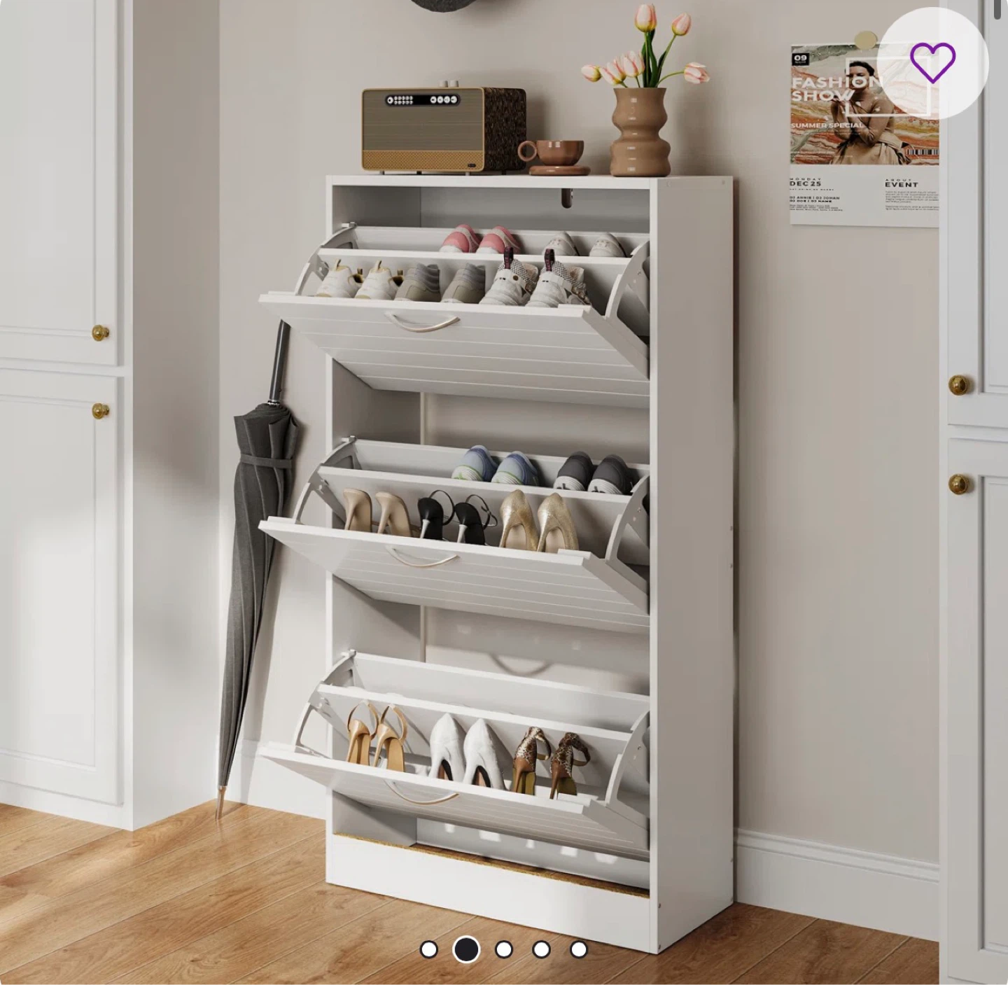 White 4-Tier Shoe Cabinet Storage Organizer - photo 3