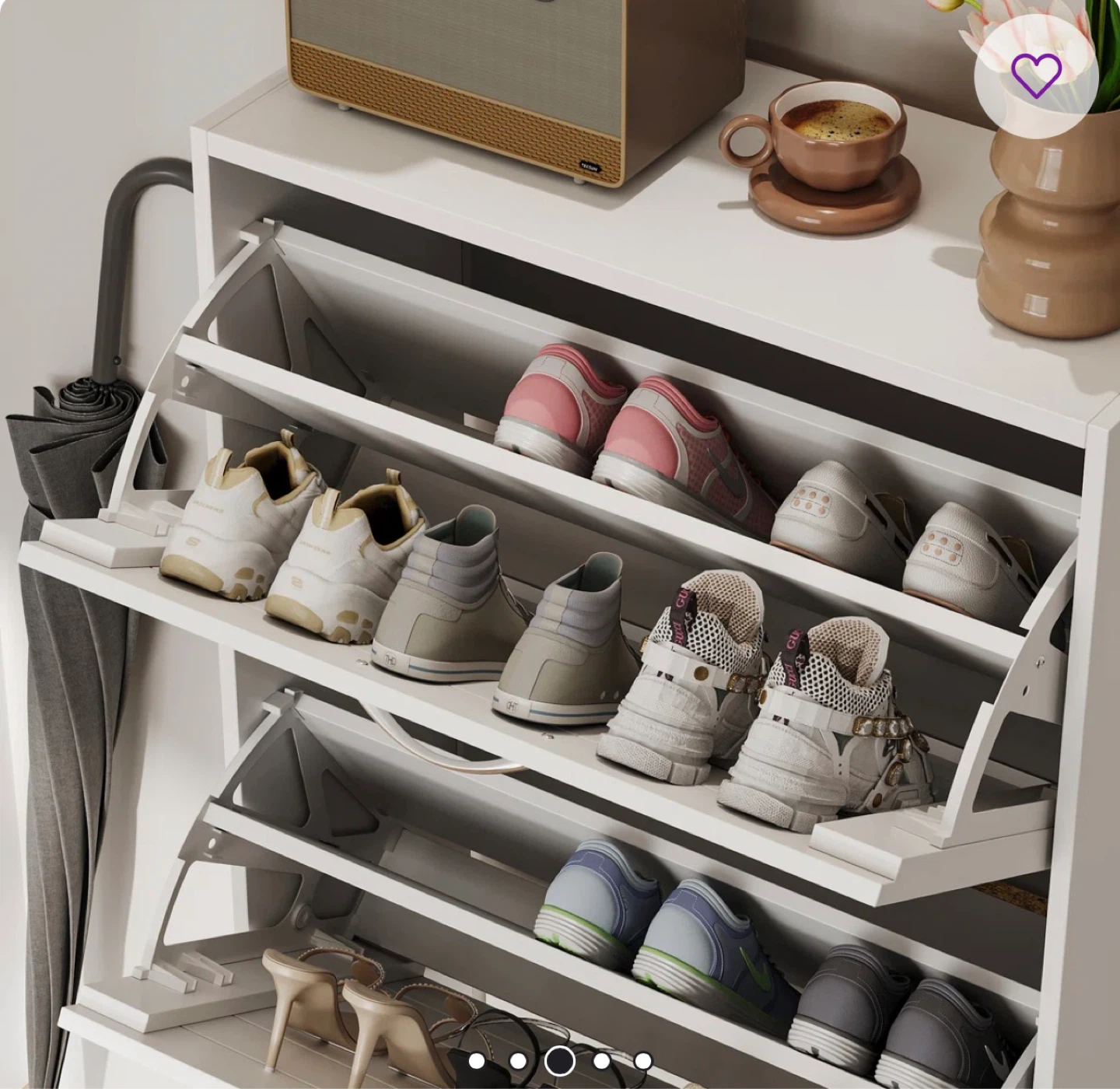 White 4-Tier Shoe Cabinet Storage Organizer - photo 2