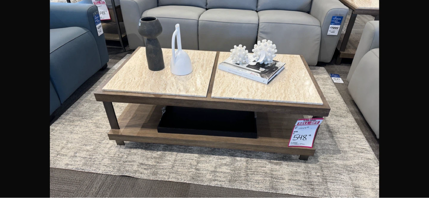 Two-Tone Coffee Table with Marble-Look Top - photo 3