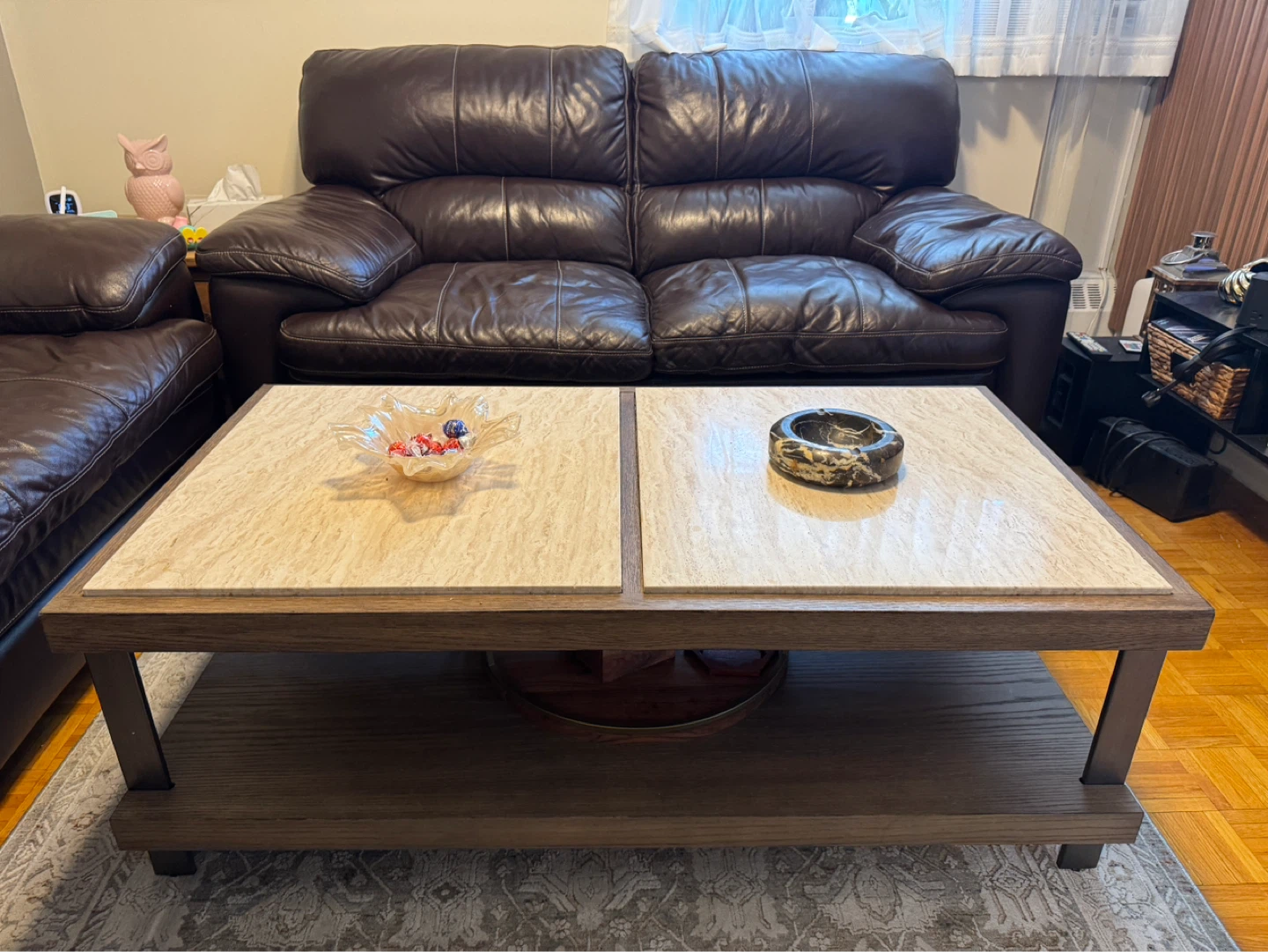Two-Tone Coffee Table with Marble-Look Top