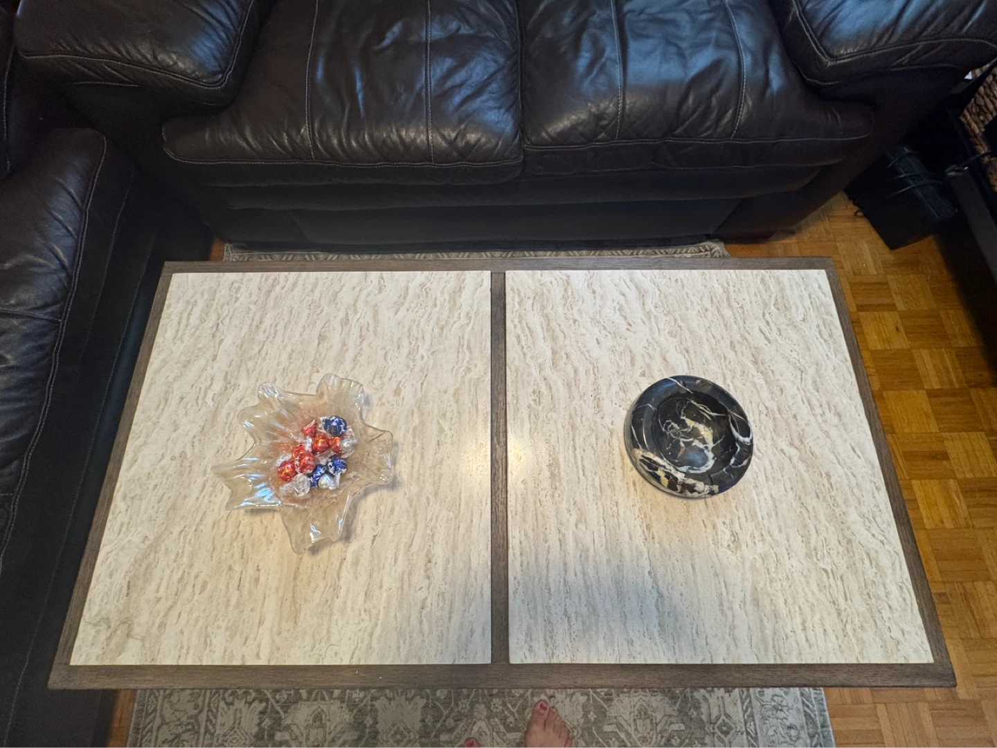 Two-Tone Coffee Table with Marble-Look Top - photo 2