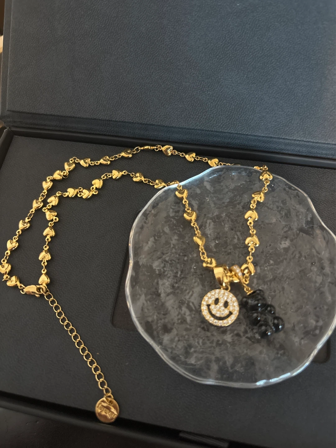 Gold Tone Smiley Face & Gummy Bear Pendant Necklace - photo 2