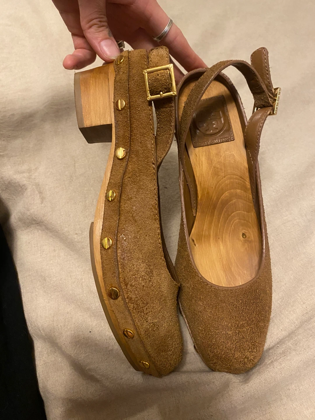 Tory Burch Suede Clog Sandals