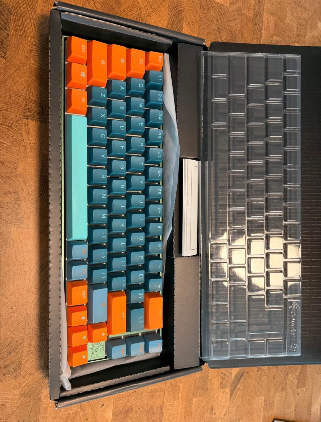 Custom Mechanical Keyboard - Orange, Teal, Blue Keycaps