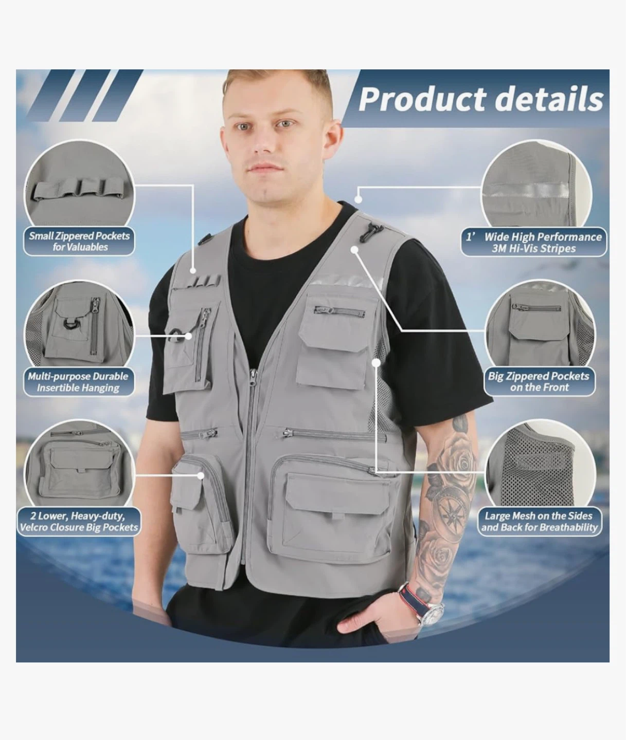 BOTTLESTALK Cooling and Heating Fishing Vest for Men Large - photo 4
