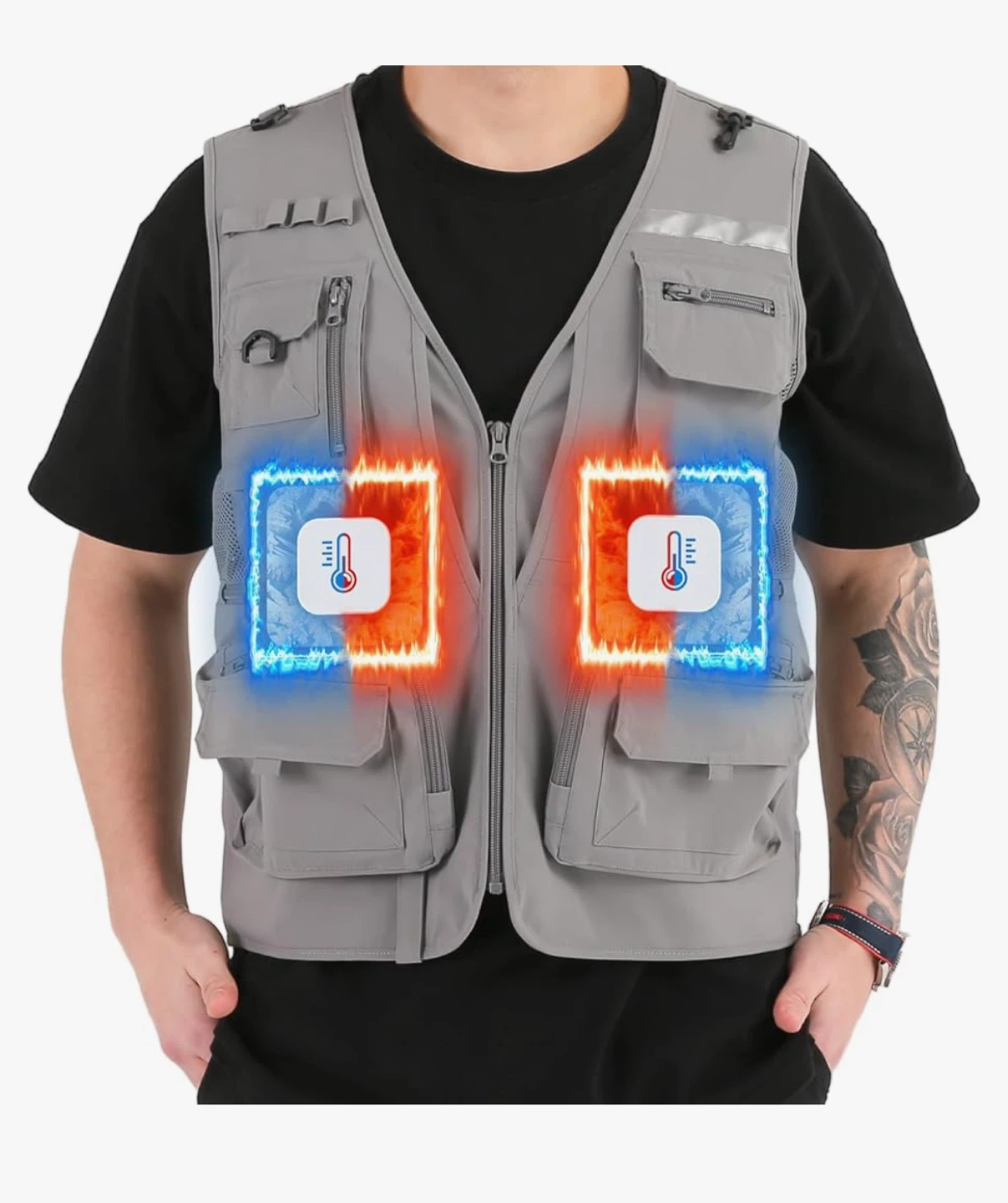 BOTTLESTALK Cooling and Heating Fishing Vest for Men Large