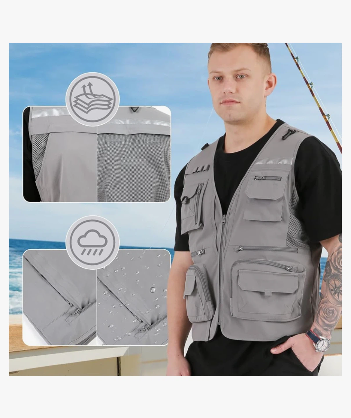 BOTTLESTALK Cooling and Heating Fishing Vest for Men Large - photo 5