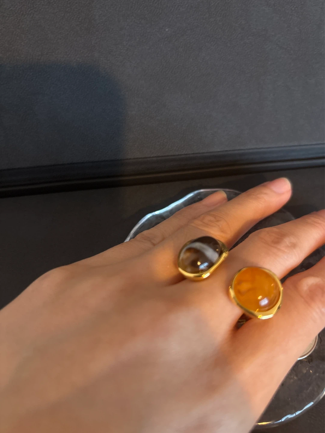 Ring with Amber and Tiger's Eye Stones - photo 2