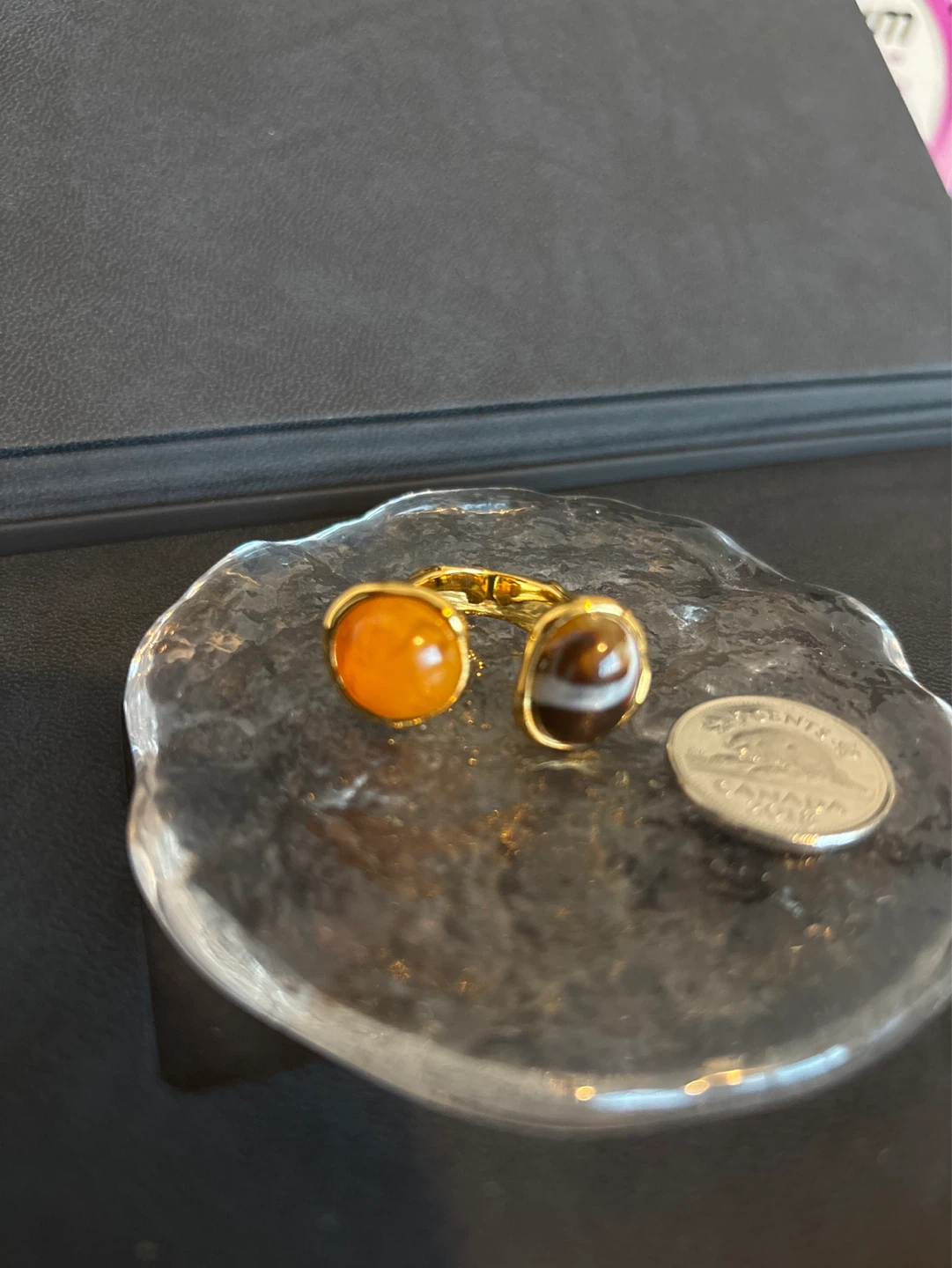 Ring with Amber and Tiger's Eye Stones