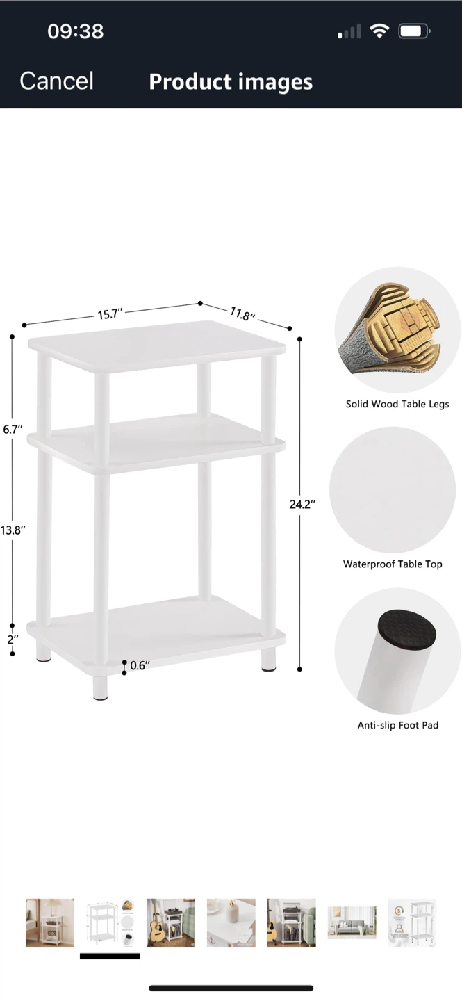White 3-Tier Side Table