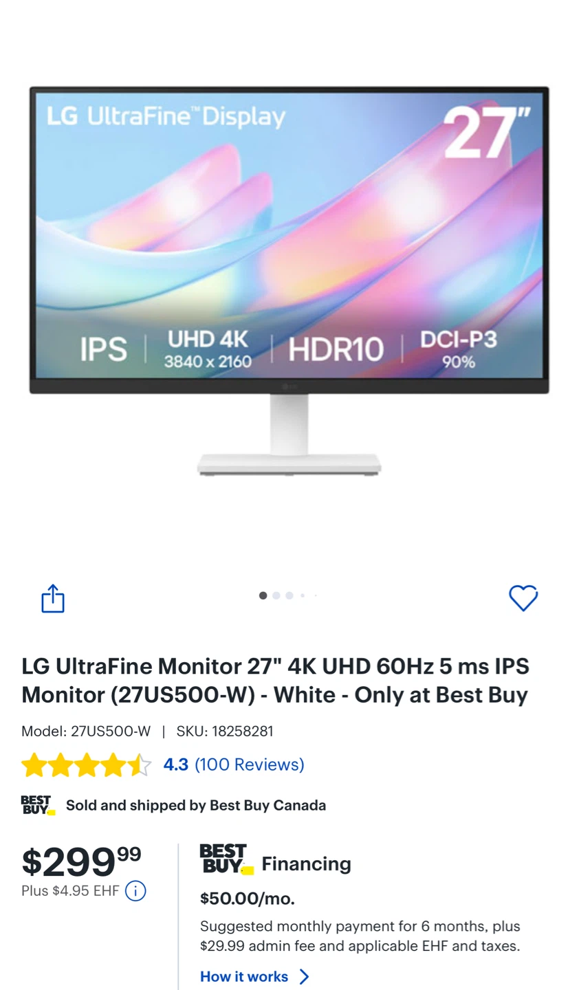 LG 4k 27US500 Monitor Display - photo 2