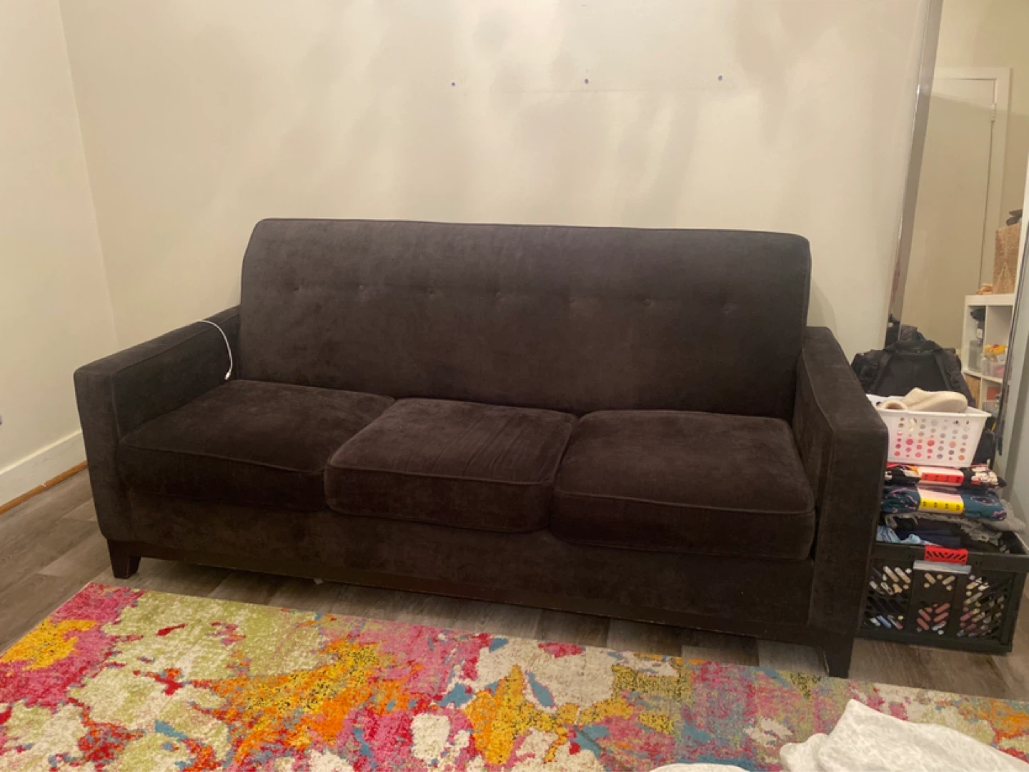 Brown Suede 3-Seater Sofa