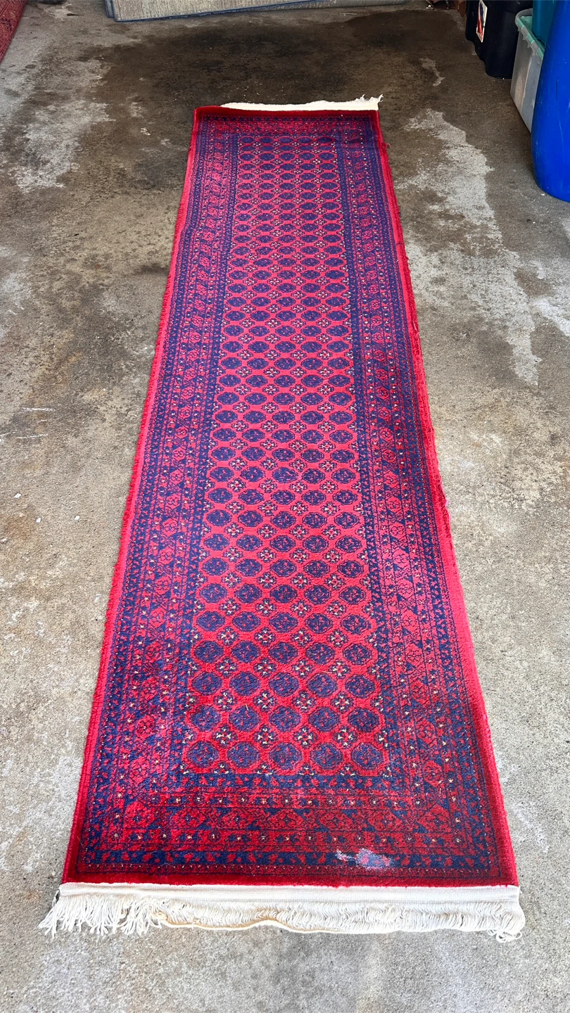 Vintage Afghan Runner Rug – Handwoven Red & Navy Tribal Carpet - photo 4