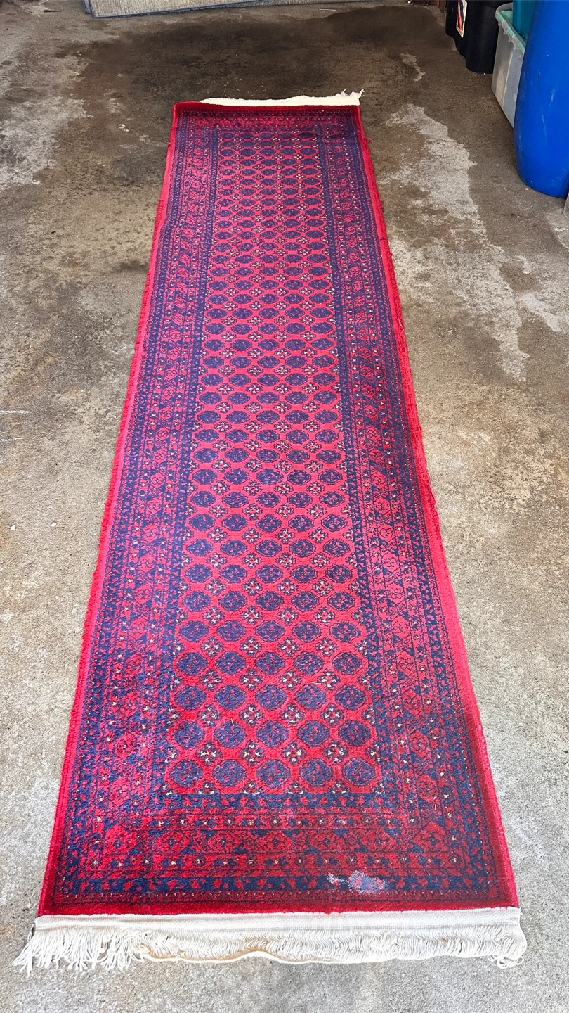 Vintage Afghan Runner Rug – Handwoven Red & Navy Tribal Carpet - photo 5