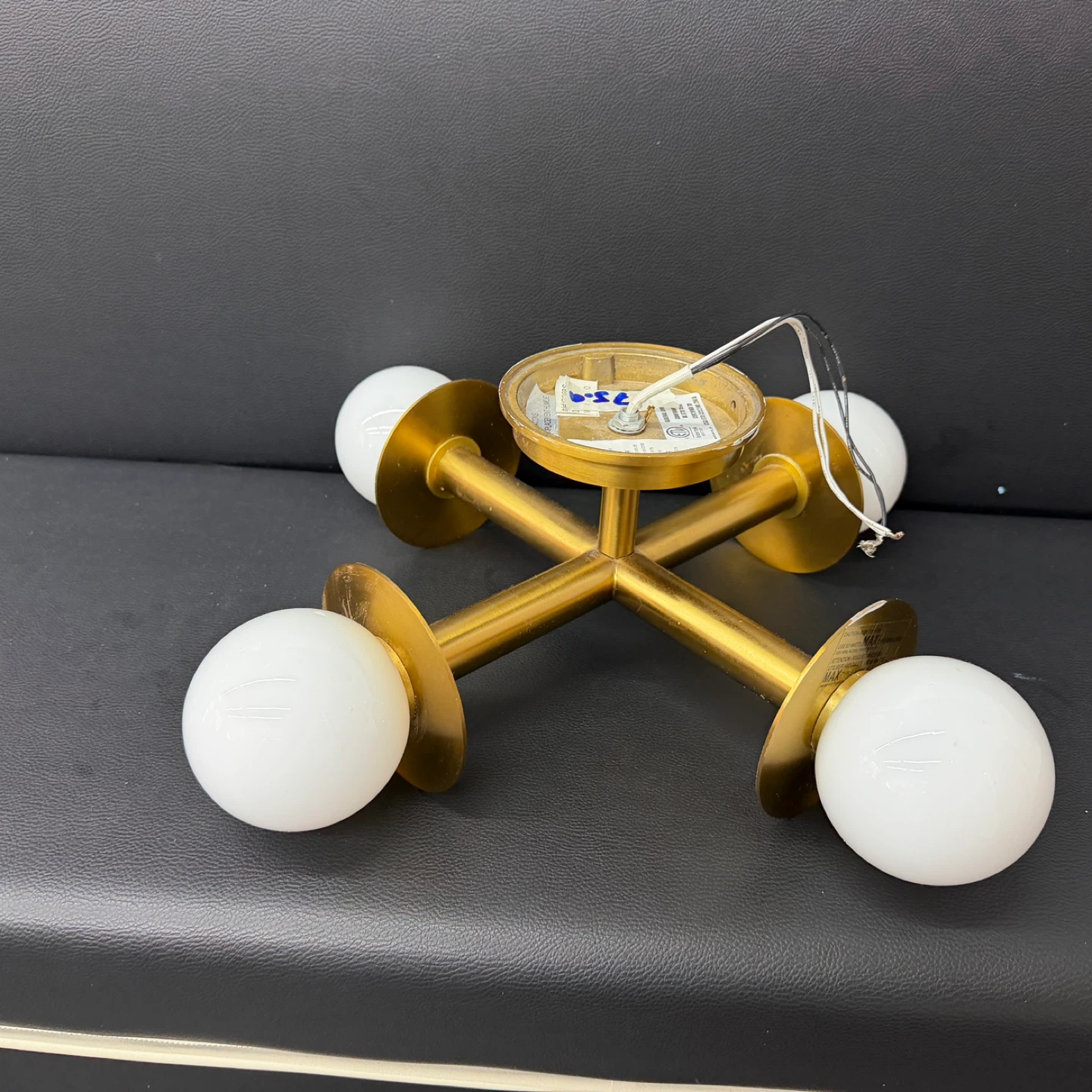 Brass 4-Light Flush Mount Ceiling Light Fixture - photo 2