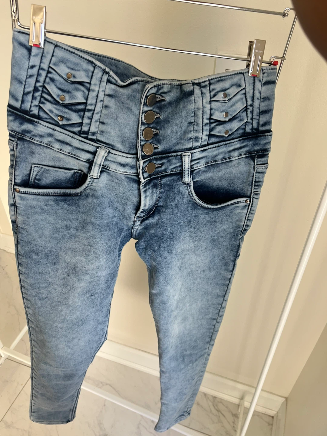 Treep High-Waisted Acid Wash Skinny Jeans