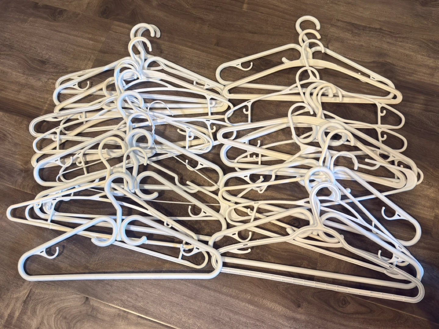 Set of 28 White Plastic Hangers