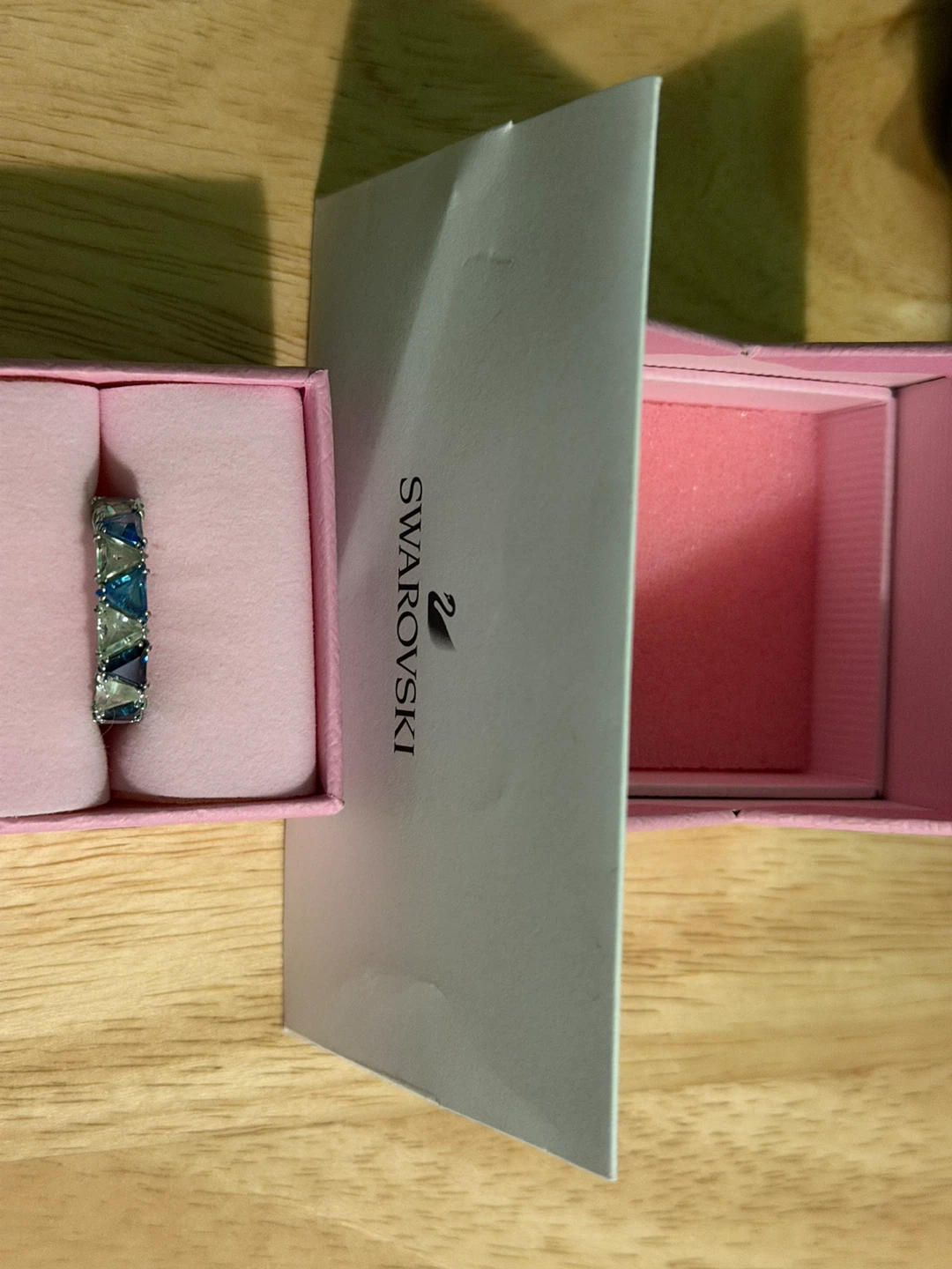 Swarovski Ring with Blue and Clear Crystals