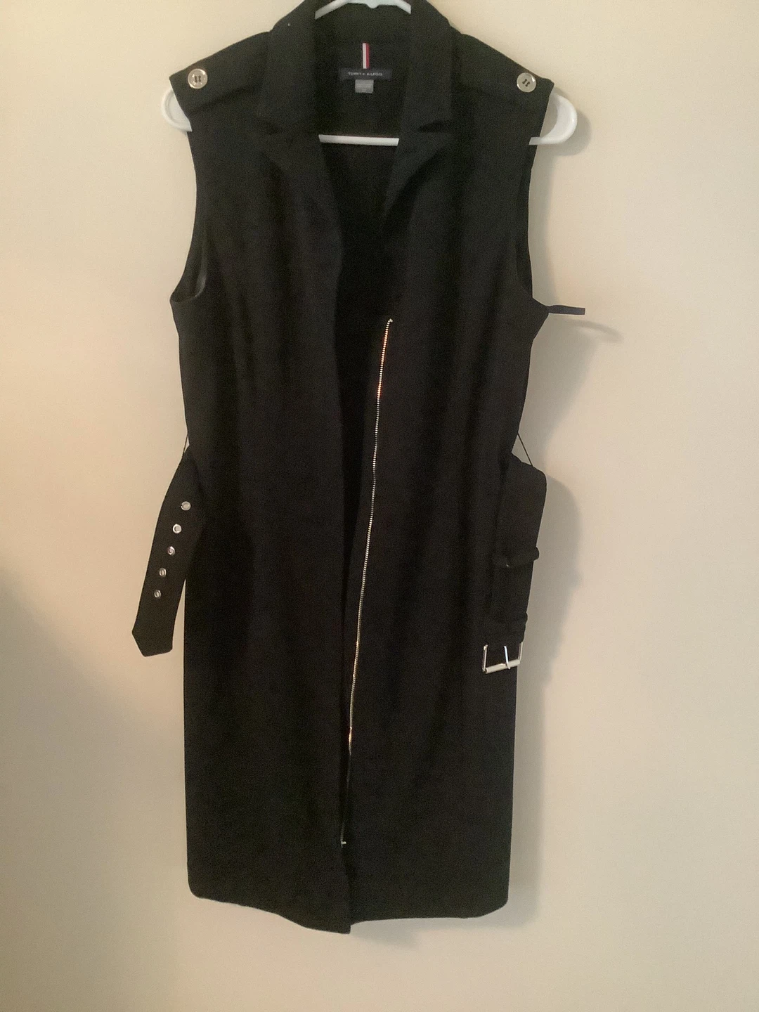Tommy Hilfiger Black Sleeveless Belted Vest Dress