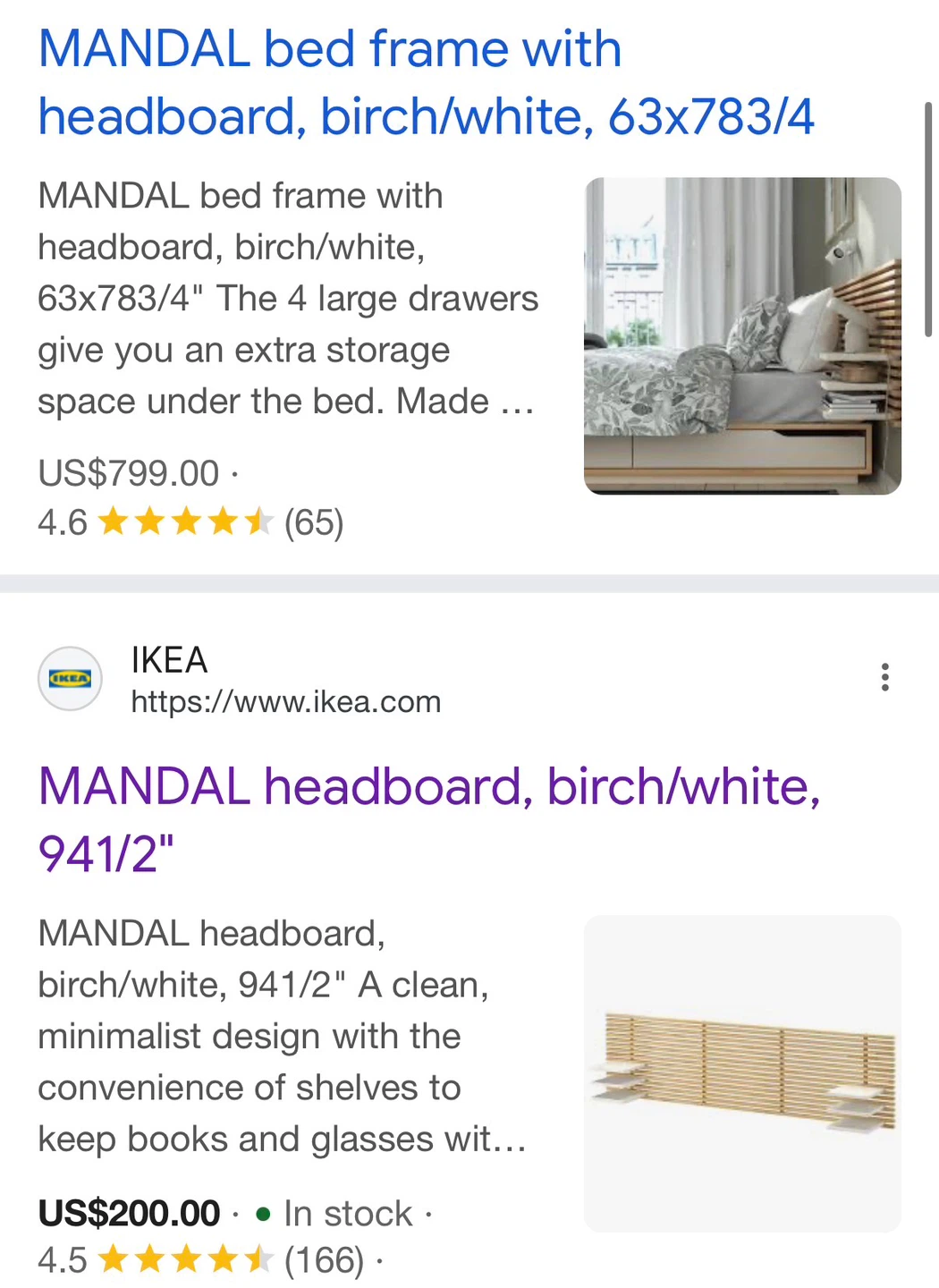 IKEA Full double bed with 4 drawers and headboard MANDAL - photo 4