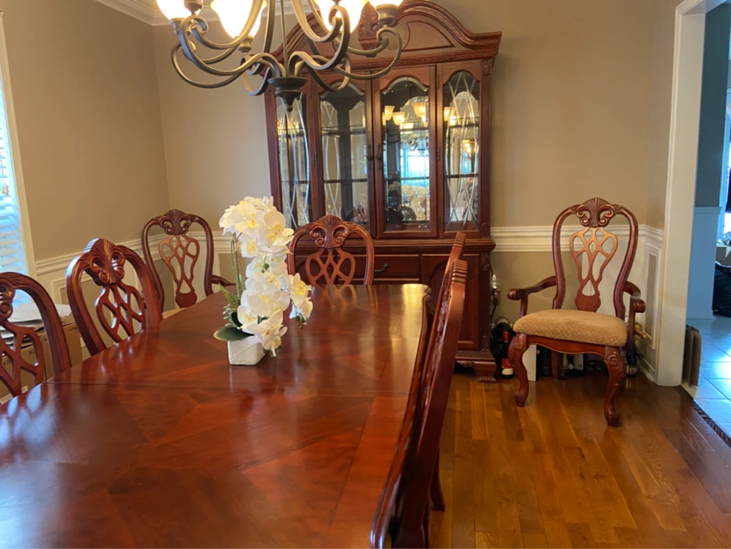 Dining Room Set with Table, 6 Chairs, and China Cabinet