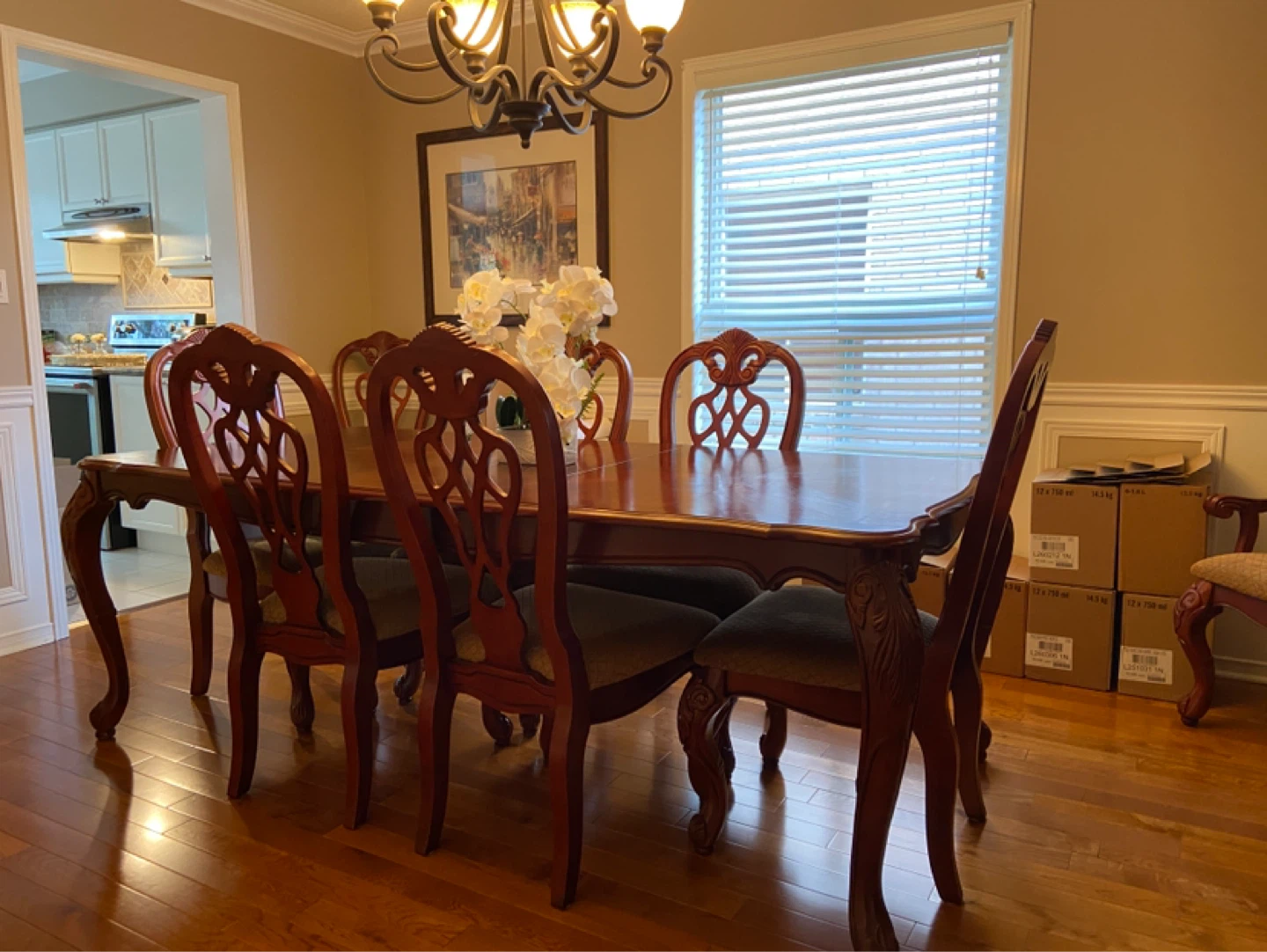 Dining Room Set with Table, 6 Chairs, and China Cabinet - photo 5