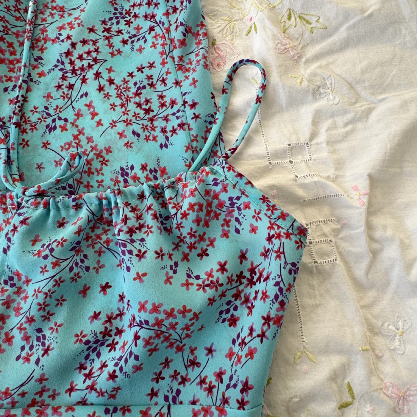 Dynamite Y2K blue floral slip dress fits S/M - photo 3